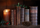 candle and books